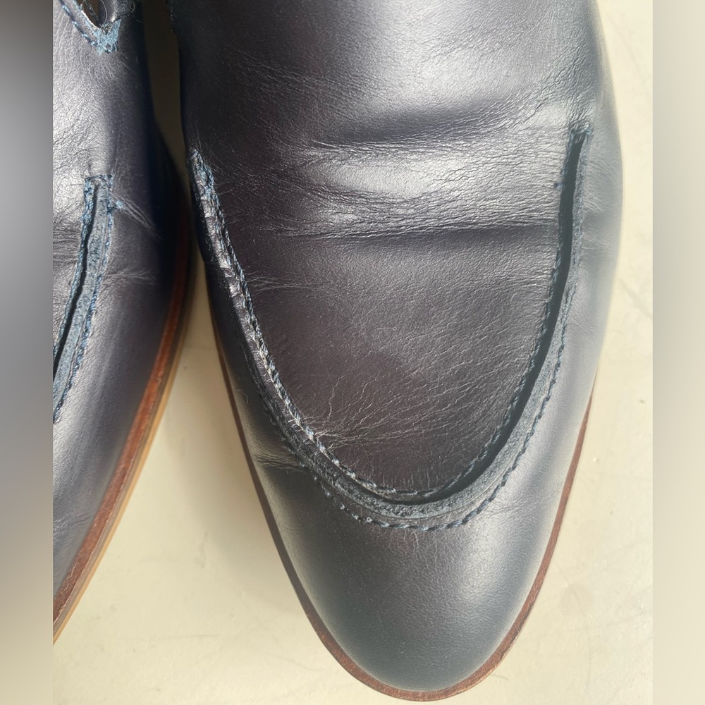 EVERLANE  The Modern Loafer in Navy Leather, stacked Heel, Pointed Toe, size 7.5 - Picture 13 of 15